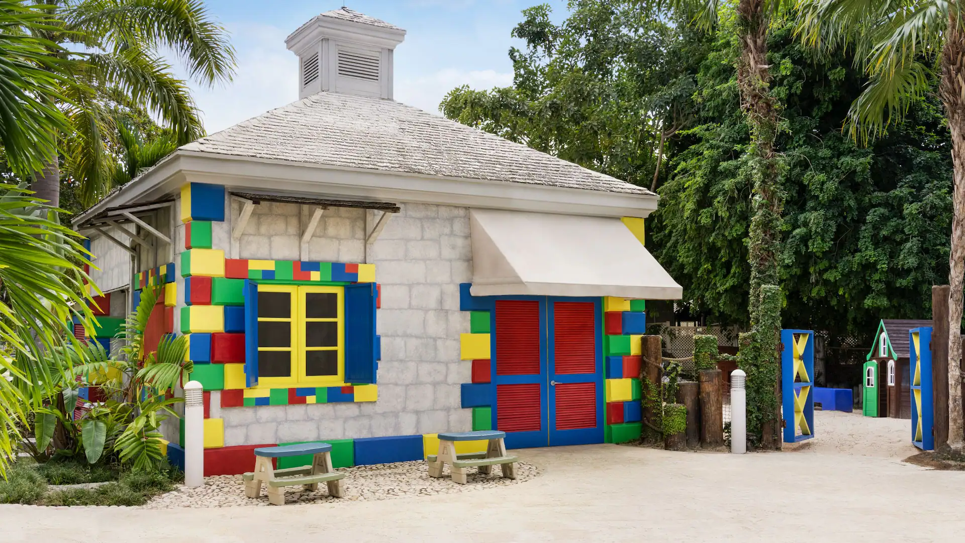 Colorful Explorer’s Kids Club building at Dreams Rose Hall Resort & Spa designed for children’s activities and family fun in Jamaica.