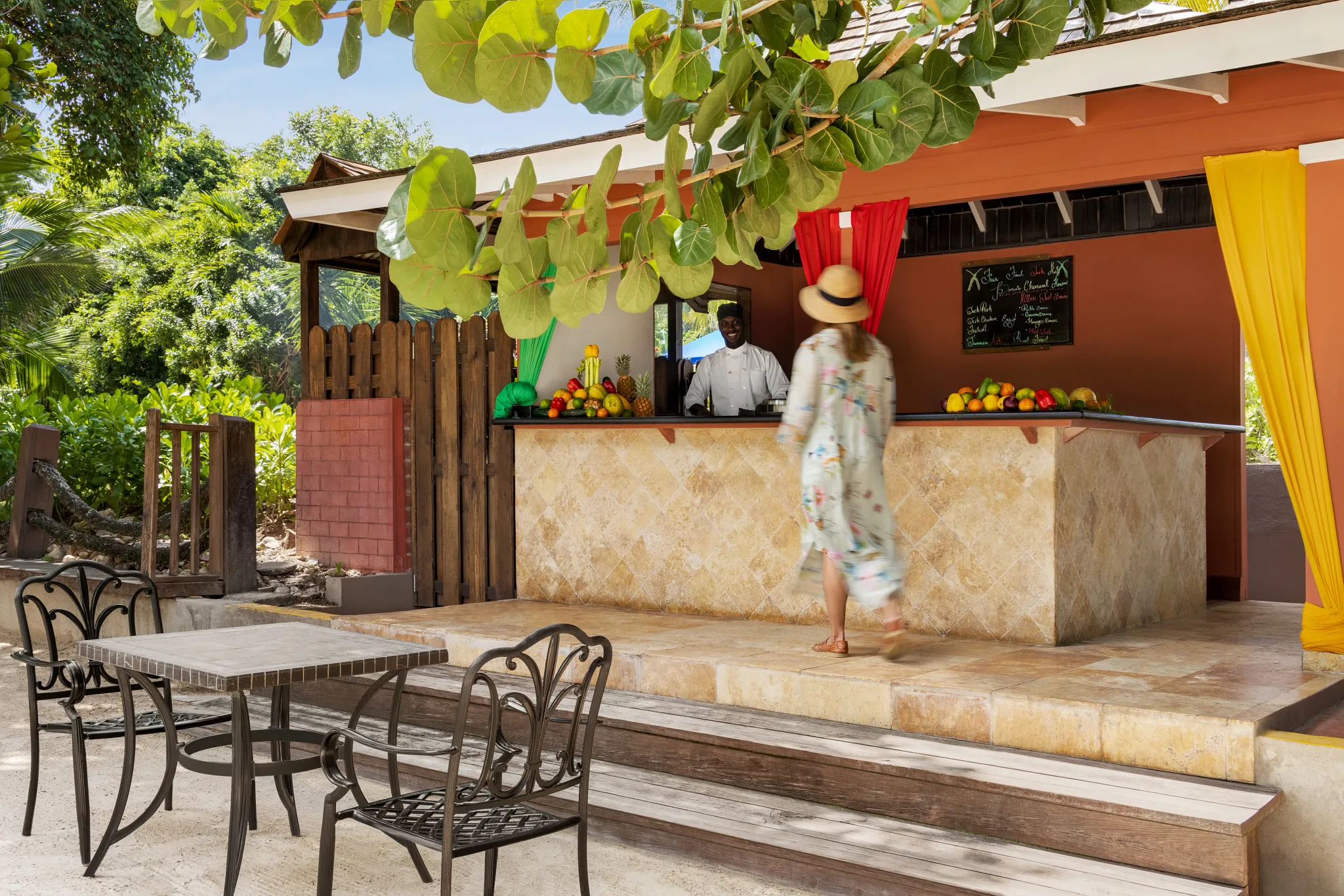 Jerk Hut at Dreams Rose Hall Resort & Spa serving authentic Jamaican jerk specialties in a casual open-air tropical setting.