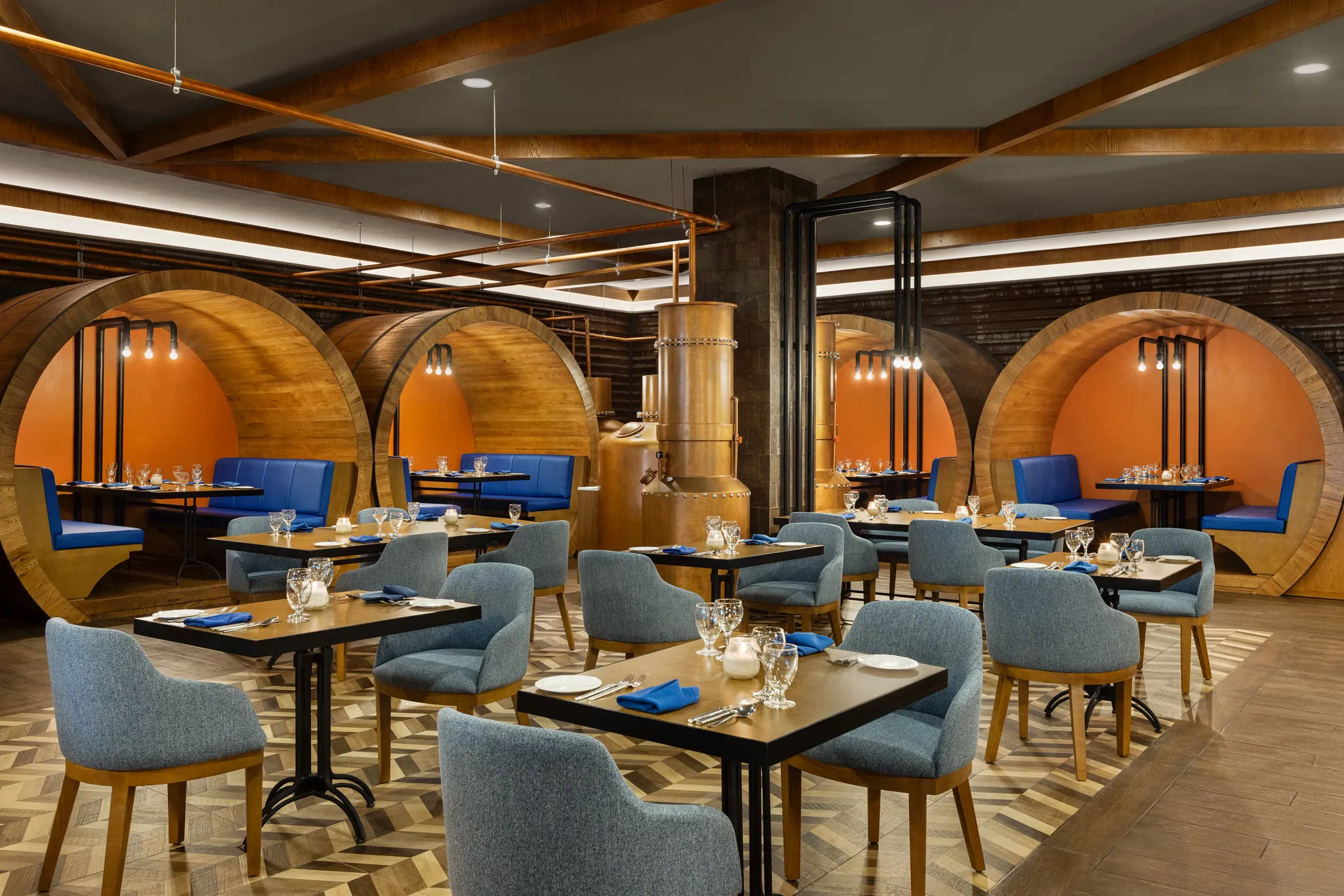 Rum Factory bar at Dreams Rose Hall Resort & Spa featuring Caribbean-inspired décor, premium rum selections, and a lively lounge atmosphere.